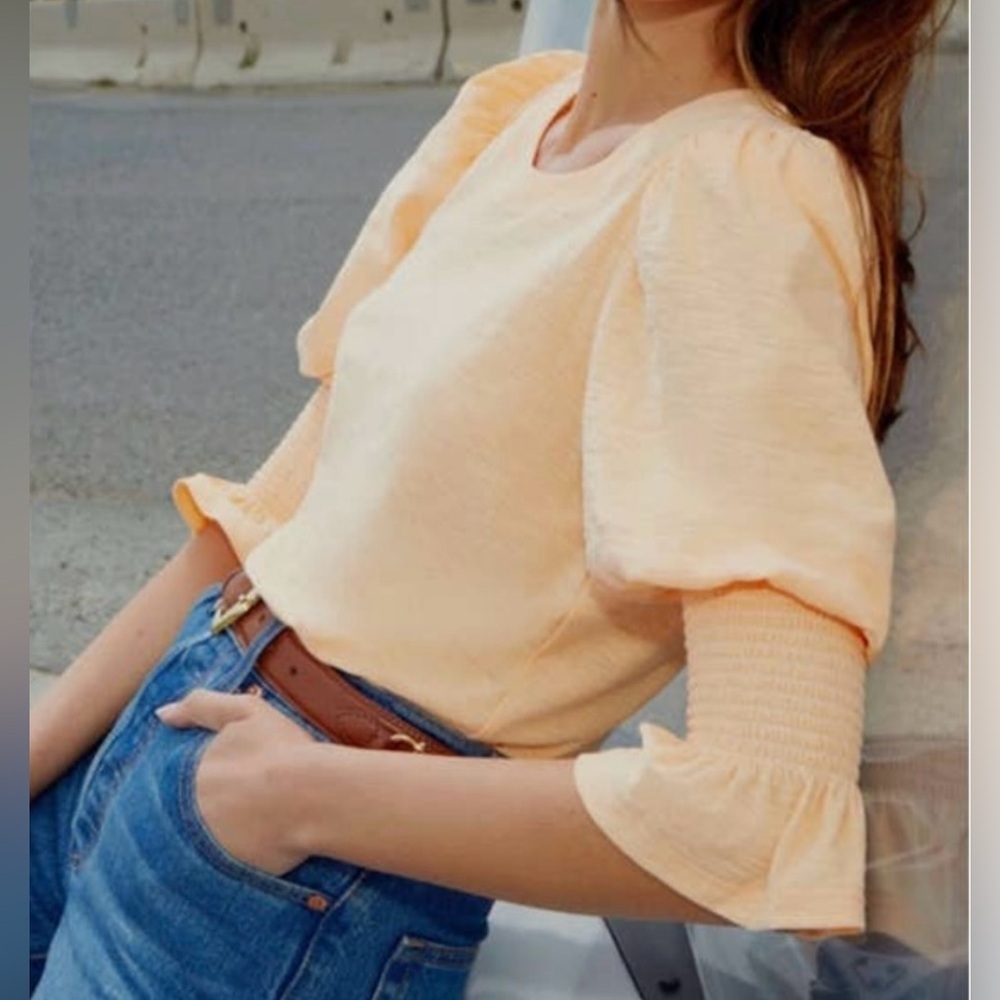 Nation LTD Yellow Puff Sleeve Ruffled Blouse​​​​​
